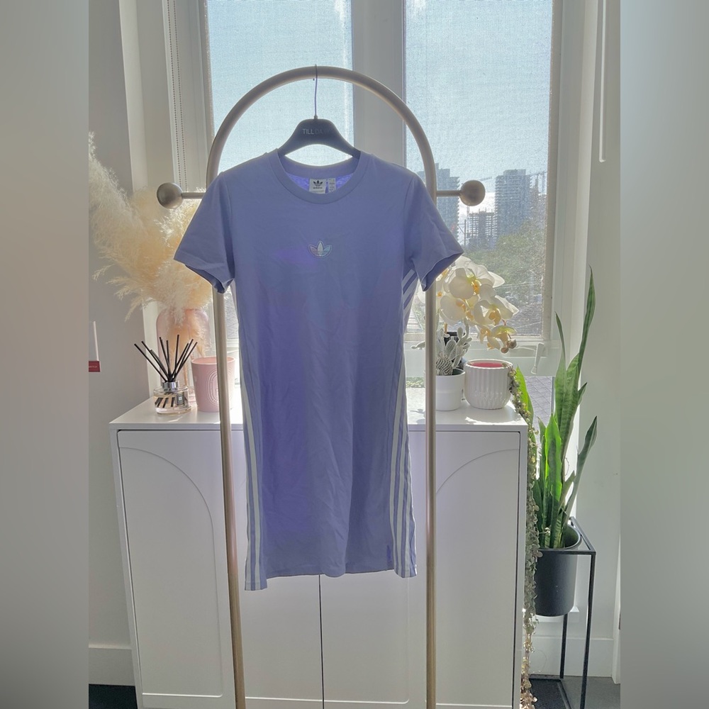 Long Purple Adidas Long T-Shirt Dress